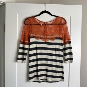 ANTHROPOLOGIE top with lace detail